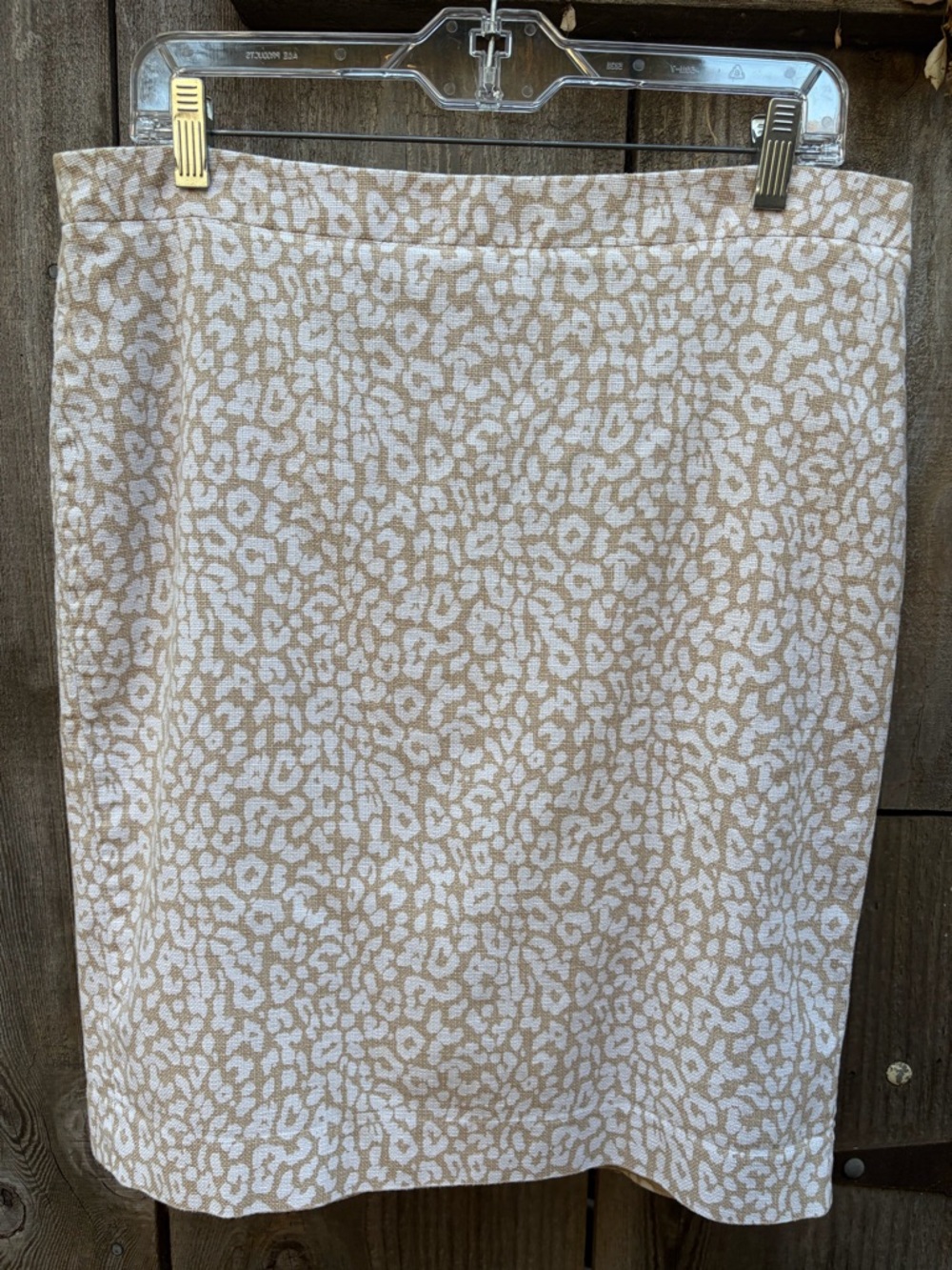 J. Crew Beige and White Leopard Print Pencil Skirt